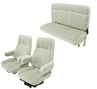 Vinyl Front High Back and Rear Bench Seat Upholstery for 1980-1986 Ford Bronco [Corinthian Vinyl, Off White]