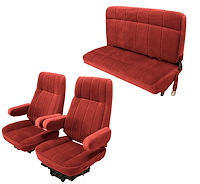 Vinyl Front High Back and Rear Bench Seat Upholstery for 1980-1986 Ford Bronco [Corinthian Vinyl, Red]