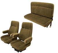 Vinyl Front High Back and Rear Bench Seat Upholstery for 1980-1986 Ford Bronco [Corinthian Vinyl, Sandalwood]
