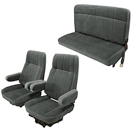 Vinyl Front High Back and Rear Bench Seat Upholstery for 1980-1986 Ford Bronco [Corinthian Vinyl, Charcoal]