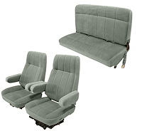Vinyl Front High Back and Rear Bench Seat Upholstery for 1980-1986 Ford Bronco [Corinthian Vinyl, Gray]