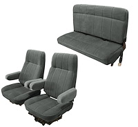 Front Buckets and Rear Bench Seat Upholstery for 1980-1986 Ford Bronco [Dark Charcoal Encore Trim, Charcoal Regal Inserts]