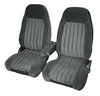 Front Bucket Seat Upholstery for 1988-1995 Chevrolet/GMC Standard Cab Truck [Center Arm Rest/Headrest, Charcoal/Lt. Charcoal]