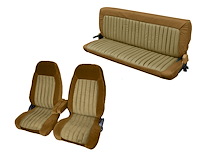 Front Bucket/Rear Bench Seat Upholstery for 1988-1995 Chevy/GMC Std. Cab Truck [Center Arm Rest/Headrest, Camel/Sandstone]