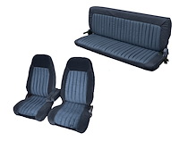 Front Bucket/Rear Bench Seat Upholstery for 1988-1995 Chevy/GMC Std. Cab Truck [Center Arm Rest/Headrest, Navy Blue/Royal Blue]