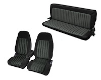 Front Bucket/Rear Bench Seat Upholstery for 1988-1995 Chevy/GMC Std. Cab Truck [Center Arm Rest/Headrest, Black/Charcoal]