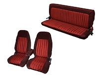 Front Bucket/Rear Bench Seat Upholstery for 1988-1995 Chevy/GMC Std. Cab Truck [Center Arm Rest/Headrest, Burgundy/Red]