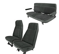 High Back Front Buckets/Rear Bench Seat Upholstery w/o Cutouts for 1973-1987 GM Blazer/Jimmy [Charcoal, Dark Charcoal, Charcoal]