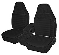 Front Bucket Seats Upholstery for 1993-1997 Ford Ranger Standard Cab [Console, Black Encore Velour, Black Woven Cloth]