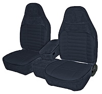Front Bucket Seats Upholstery for 1993-1997 Ford Ranger Standard Cab [Console, Navy Blue Encore Velour, Indigo Blue Woven Cloth]