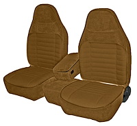 Front Bucket Seats Upholstery for 1993-1997 Ford Ranger Standard Cab [Console, Camel Encore Velour, Oak Woven Cloth]