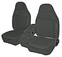 Front Bucket Seats Upholstery for 1993-1997 Ford Ranger Standard Cab [Console, Charcoal Encore Velour, Charcoal Woven Cloth]