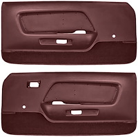 Deluxe Front Door Panels for 1969 Ford Mustang [ABS Plastic Backing, Red/Maroon]