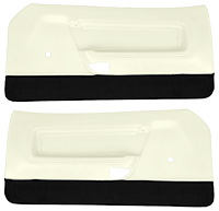 Deluxe Front Door Panels for 1971-1973 Ford Mustang [Vinyl, White with Black Lower Carpet]