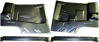 Trunk Floor Pan Set for 1970-1974 Dodge Challenger, Plymouth Barracuda, Includes Fuel Tank Braces [4-Piece Set]