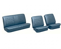 Front Buckets & Rear Seat Upholstery Kit for 1965 Chevy Chevelle & Malibu, Coupe, Hardtop [Madrid Grain Vinyl Light Blue]