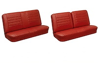 Front Split Bench & Rear Seat Upholstery Kit for 1965 Chevy Chevelle & Malibu, Coupe, Hardtop [Madrid Grain Vinyl Red]