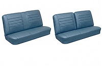 Front Split Bench & Rear Seat Upholstery Kit for 1965 Chevy Chevelle & Malibu, 2-Door Wagon [Madrid Grain Vinyl Light Blue]