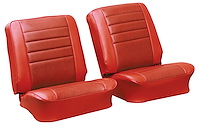 Front Bucket Seat Upholstery Kit for 1965 Chevrolet Chevelle, El Camino, Malibu, 4-Piece [Madrid Grain Vinyl 2-Tone Red]