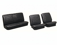 Front Buckets & Rear Seat Upholstery Kit for 1965 Chevy Chevelle & Malibu, Convertible [Madrid Grain Vinyl Black]