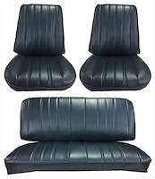 Front Buckets & Rear Seat Upholstery Kit for 1966 Chevy Chevelle & Malibu, Convertible [Madrid Grain Vinyl Black]