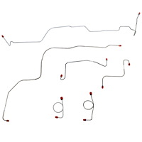Front 6-Piece Brake Line Set 1968-1969 Ford Fairlane, Torino w/ Standard Drum Brakes [Stainless]
