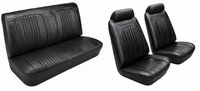 Front Bucket & Rear Bench Seat Upholstery Kit for 1971-1972 Chevy Chevelle, Convertible [Madrid Grain Vinyl Black]