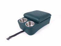 Deluxe Bench Seat Console with Brushed Stainless Steel Cup Holders and Storage Compartment [Dark Turquoise, Sierra Grain Vinyl]