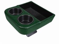 Standard Custom Shorty Floor Console with Cup Holders and Storage Tray [Medium Green, Corinthian Grain Vinyl]