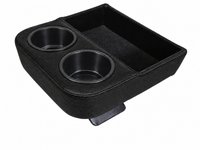Standard Custom Shorty Floor Console with Cup Holders and Storage Tray [Black, Sierra Grain Vinyl]