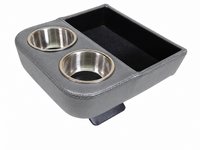 Deluxe Custom Shorty Floor Console with Stainless Steel Cup Holders and Storage Tray [Silver, Seville Grain Vinyl]
