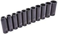Deep Well Impact Socket Set, 1/2 in. Drive [SAE 11-Piece]