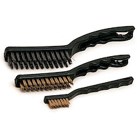 3-Piece Wire Brush Set [Stainless Steel, Brass Bristles with Plastic Handle]