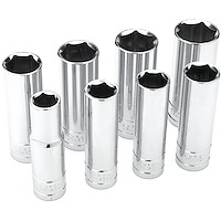 Deep Well Socket Set, 1/2 in. Drive [SAE 8-Piece]