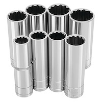 Deep Well Socket Set, 1/2 in. Drive [SAE 8-Piece]