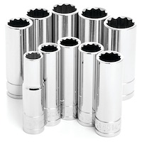 Deep Well Socket Set, 3/8 in. Drive [Metric 10-Piece, 12-Point]