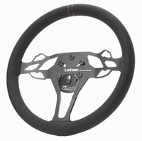 PMO-LR ProMod Light Drag Racing Steering Wheel [13 in. Diameter] Black Suede w/Red Stripe