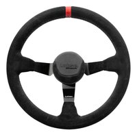 S14-CV Stock 14 Oval Racing Steering Wheel [13.7 in. Diameter] Black Suede w/Red Stripe
