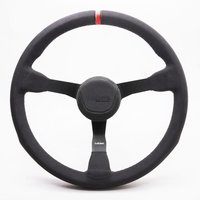 S15-GA Stock 15 Oval Racing Steering Wheel [15 in. Diameter] Black Suede w/Red Stripe