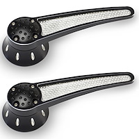 PT-302 Door Handle, Front, Black Anodized w/Machined Highlights And Mesh Inserts, 1949 And Up GM/Ford