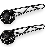 PT-402 Door Handle, Front, Black Powdercoated w/Machined Highlights, Truss Style, 1949 And Up GM/Ford