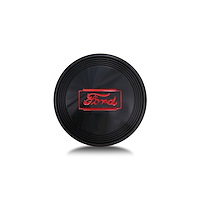 3142 Horn Button, Fits w/Mark 40 Wheel Steering, Plastic, Single Contact, w/Red Ford Logo, Black