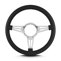 44401 Mark 4 Double Slot Steering Wheel, Black, Polished Spokes, 14 in. Standard Grip