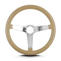 63209 Vette 3 Steering Wheel, Tan, Polished Spokes, 14 in. Standard Grip