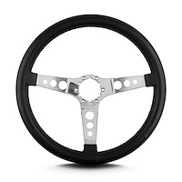 63601 Hot Rod Steering Wheel, Black, Polished Spokes, 14 in. Standard Grip