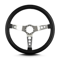 65601 Hot Rod Steering Wheel, Black, Brushed Spokes, 14 in. Standard Grip