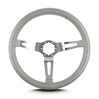 65807 Teardrop Steering Wheel, Light Grey, 3 Brushed Spokes, 14 in. Standard Grip