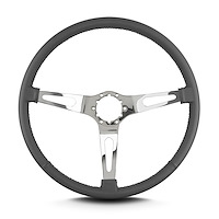 66306 Teardrop Steering Wheel, Dark Grey, 3 Polished Spokes, 15 in. Thin Grip