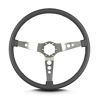 67806 Hot Rod Steering Wheel, Dark Grey, Brushed Spokes, 15 in. Thin Grip