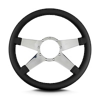 91201 Mark 9 Standard Steering Wheel, Black, Polished Spokes, 14 in. Standard Grip